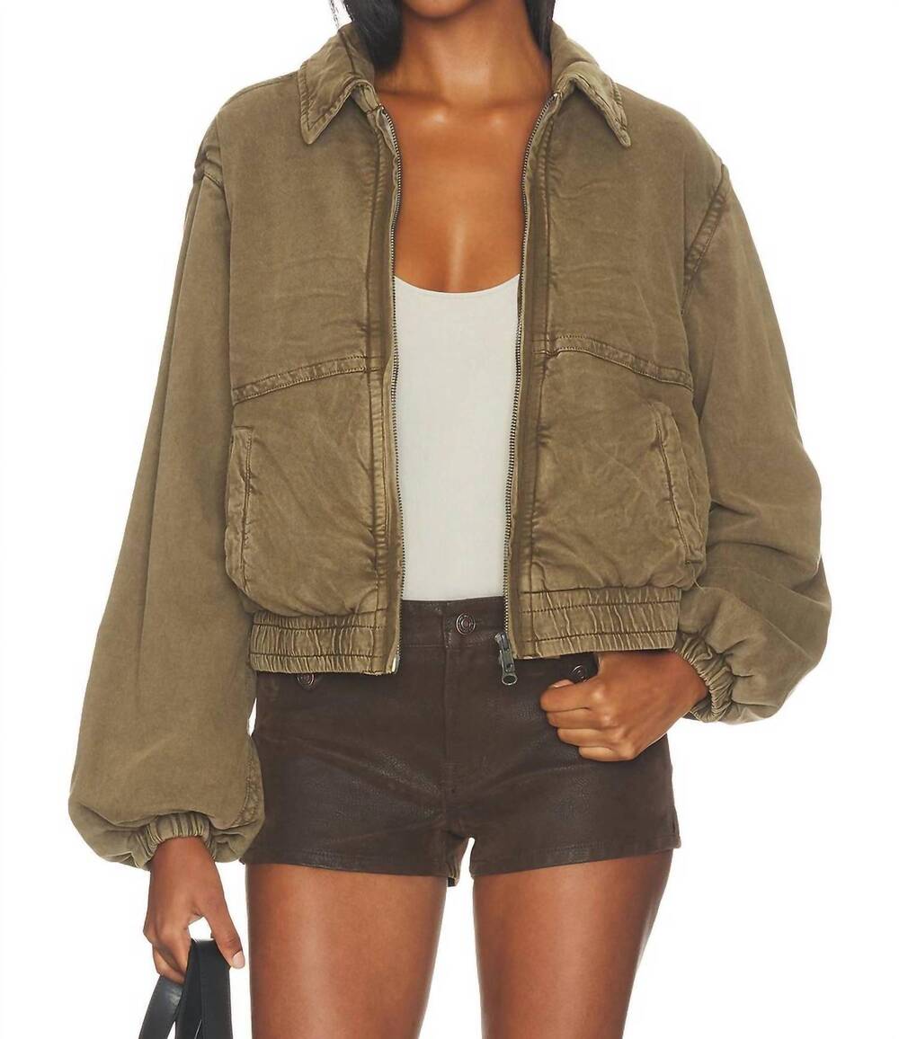 NEW FREE PEOPLE birdie washed jacket in olive green